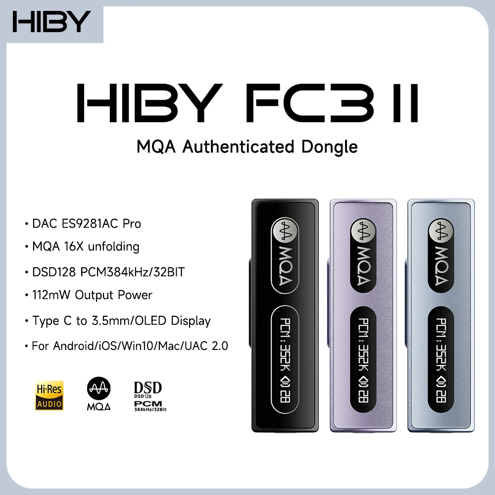 HiBy FC3 MQA Dongle Type C to  - Dual Ess9038 Dac 评论和价格