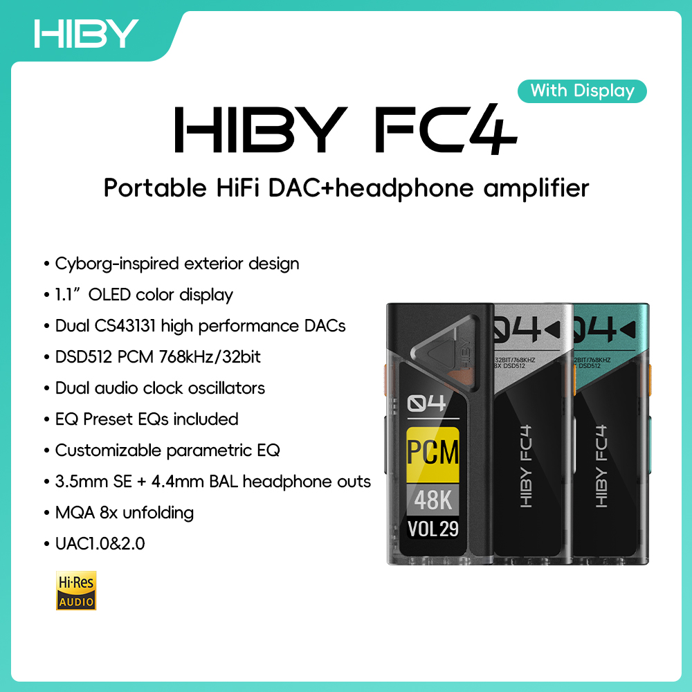 HiBy FC4 HiFi USB DAC Headphon - Dual Ess9038 Dac 评论和价格